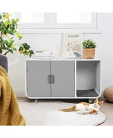 Gouun Cat Litter Box Enclosure Furniture with Removable Mat