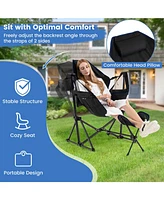 Gouun Hammock Camping Chair with Retractable Footrest and Carrying Bag-Black