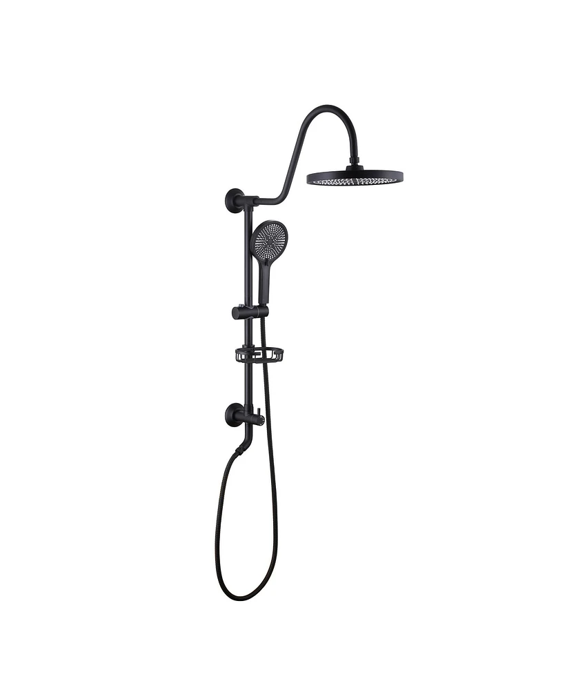 Mondawe Matte Black Shower Faucet with 2-Function 10 Inch Rainfall,Massage,Full Spray Shower Head