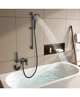 Mondawe Matte Black 3-Functiom Tub and Shower Faucet with Rough-in Value and Handheld Spray