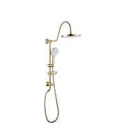 Mondawe Brushed Gold Shower Faucet with 2-Function 10 Inch Rainfall,Massage,Full Spray Shower Head