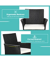 Gouun 2 Pieces Patio Wicker Chairs with Cozy Seat Cushions