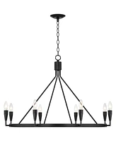 Possini Euro Design Covey Semi Gloss Black Ring Chandelier Lighting 35 3/4" Wide Modern Tapering Candles 8-Light Fixture for Dining Room House Foyer K