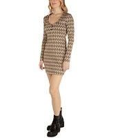 Hurley Juniors' Triangle-Print Long-Sleeve Henley Dress