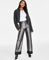 Hugo Women's Zip-Front Belted-Cuff Cropped Jacket