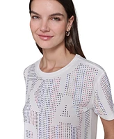 Karl Lagerfeld Paris Women's Rhinestone Logo Tee