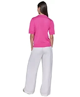 Karl Lagerfeld Paris Women's Short-Sleeve Polo Sweater