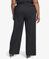 Dkny Plus Patterned Pleated-Waistband Pants