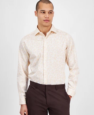 Bar Iii Men's Slim Fit Long Sleeve Button-Front Boboli Floral Print Shirt, Exclusively at Macy's