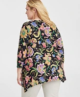 Jm Collection Plus Mirella Garden Jacquard Swing Top, Exclusively at Macy's