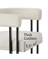 Maison Boucle Set of 3 Modern Velvet Counter Stools,Armrest Bar Stools for Kitchen with Legs Design-Maison