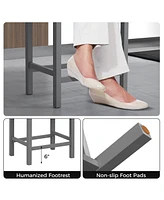 Costway 24.5" Bar Stool Set of 2 with Solid Rubber Wood Frame Humanized Footrest Kitchen