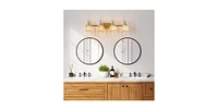 gaomon Bathroom Vanity Light Fixtures Over Mirror,4 Light Modern Crystal Wall Lighting with Square Shade