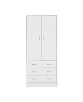 Melfa 71" H Armoire, with 2 doors, 3 drawers and 1 hanging rod, Black