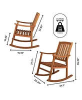 Jonathan Y Penny Classic Slat Back Acacia Wood Patio Outdoor Rocking Chair