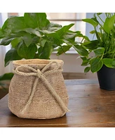 Slickblue Stone Planter With Burlap Bag Design 6.25"h