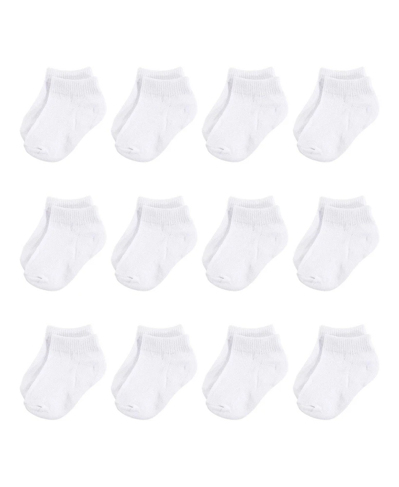 Hudson Baby Boys Unisex Cotton Rich Newborn and Terry Socks, White No-Show - no