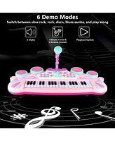 Sugift 37-Key Kids Electronic Piano Keyboard with Multiple Sounds and Lights Microphone