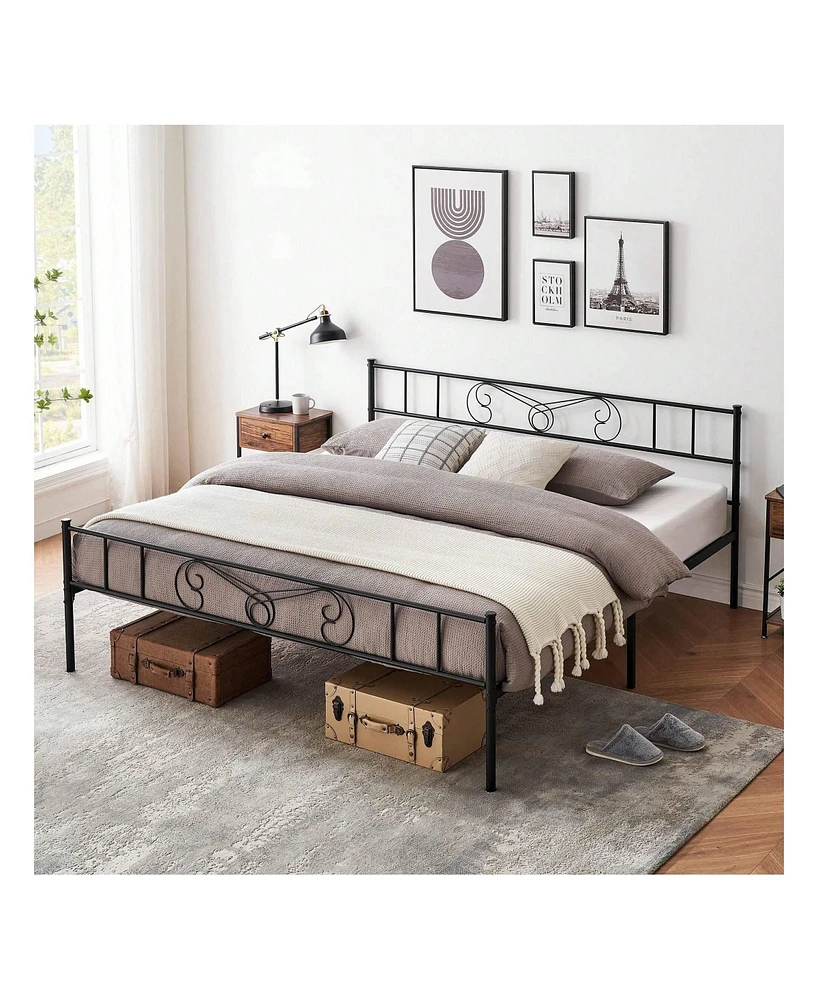 gaomon Metal Platform Bed Frame With Headboard And Footboard, Steel Slat Support Mattress Foundation, No Box Spring Needed