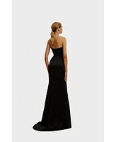 Milla Women's Black Elegant Strapless Trumpet Evening Gown