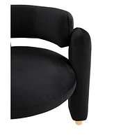 Stylish Barrel Accent Chair: Curved Arms, Waterfall Seat, Hollow Backrest