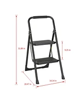 Flynama 2 Step Ladder Portable Folding Ladder Stool for Adults with Wide Anti-Slip Pedal