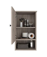 Depot E-Shop Arya Medicine Single Door Cabinet, One Shelf, Two Interior Shelves, Light Gray