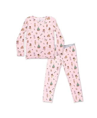 Bellabu Bear Girls Nutcracker Pink Set of 2 Piece Pajamas