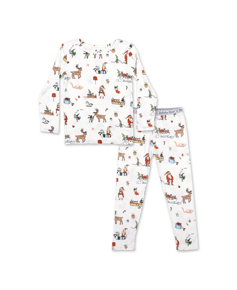 Bellabu Bear Kids Unisex Santa's Workshop Set of 2 Piece Pajamas