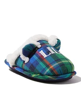 Dearfoams Kids Lil Bear Plaid Scuff House Slipper