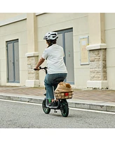 GoPowerBike GoFlow Electric Scooter with Seat | Comfortable Seat, Rear Basket, and Throttle Control | 16 mph Top Speed