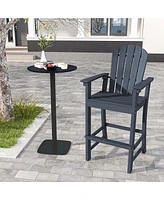 Costway Outdoor Hdpe Bar Height Stool Patio Tall Chair Armrest Footrest All Weather