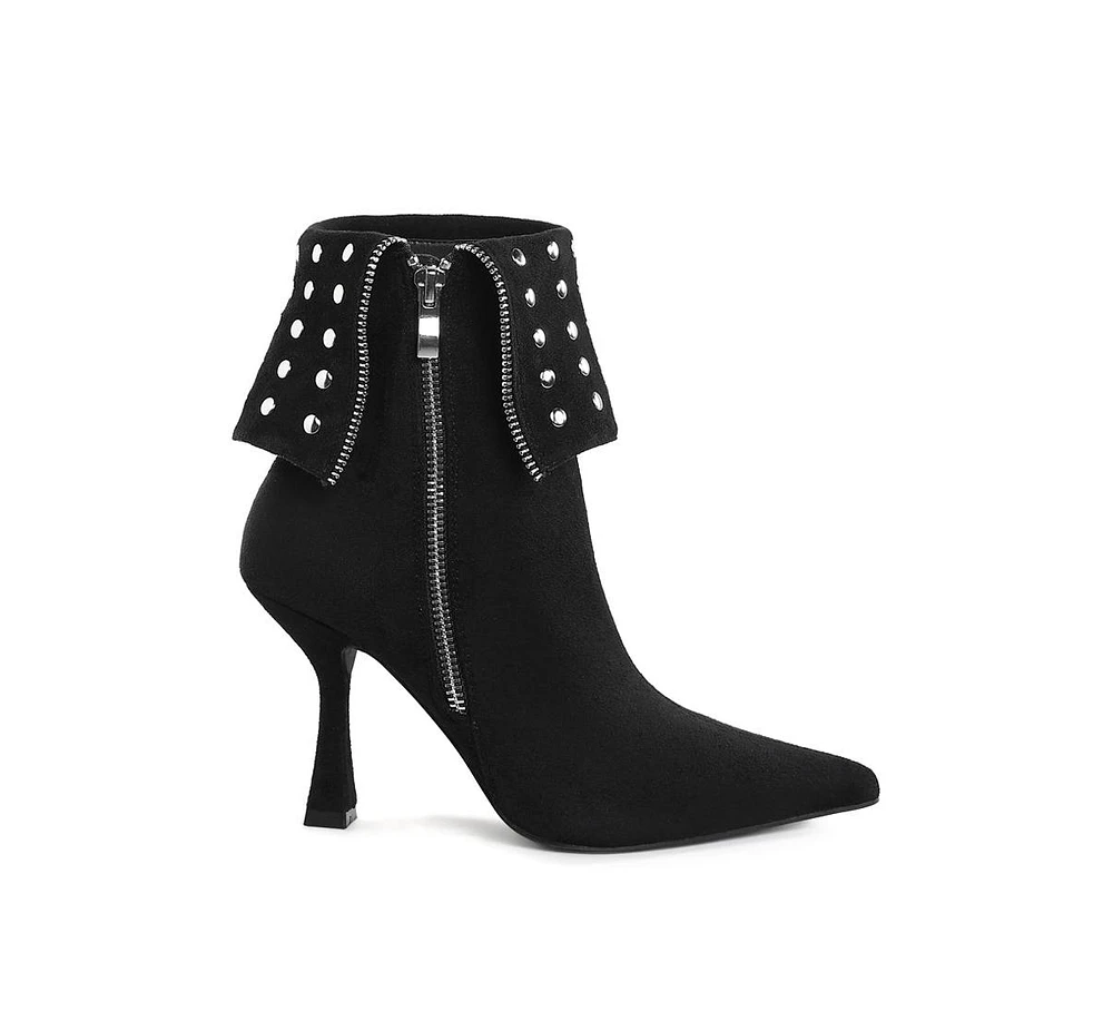 London Rag Piccini Stud Embellished Foldover Boots