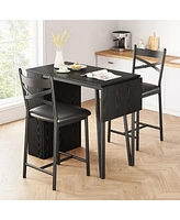 gaomon Dining Table Set for 2, Kitchen Bar Table and Chairs for 2, 3-Piece Kitchen Table Set with 2 Upholstered Chairs, Black