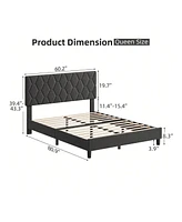 gaomon Bed Frame With Headboard Upholstered Bed Frame, Heavy-Duty Platform Bed Frame With Strong Wood Slats