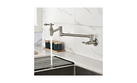 Slickblue Folding Wall-Mount Pot Filler Faucet for Space-Saving Convenience in Kitchen and Cooking Areas