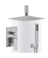 Lovmor Shower System with 10 Inch Rain Shower Head and Handheld Celling Mounted