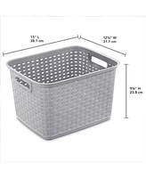 Sterilite Tall Wicker Weave Plastic Laundry Hamper Storage Basket, Gray (6 Pack)