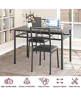 gaomon Dining Table Set for 4, Kitchen Table and Chairs, Dining Room Table Set with 4 Upholstered Chairs,Kitchen Table Set,Grey