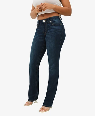 True Religion Women's Billie Mid Rise Straight Jeans