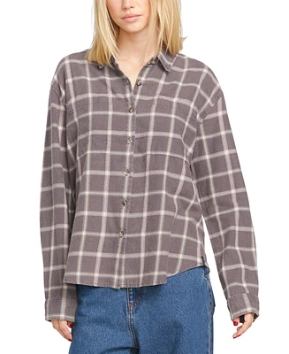 Volcom Juniors' Plaid Button-Front Shirt