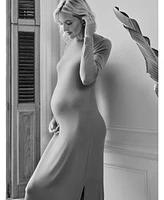 Motherhood Maternity Crew Neck Rib Knit Long Sleeve Column Dress