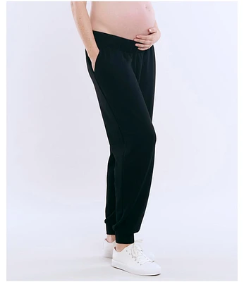 Women's Under the Belly Side Pockets Scuba Jogger - Motherhood Maternity