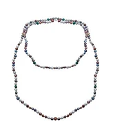 Bling Jewelry Multi Color Earth Tone Shades Freshwater Cultured Long Strand Pearl Necklace Sterling Silver 54 Inch