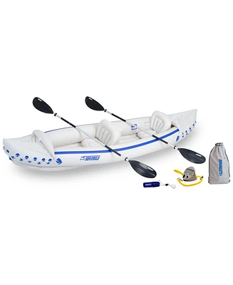 Sea Eagle 370 Deluxe 2 Person Inflatable Portable Sport Kayak Canoe w/ Paddles