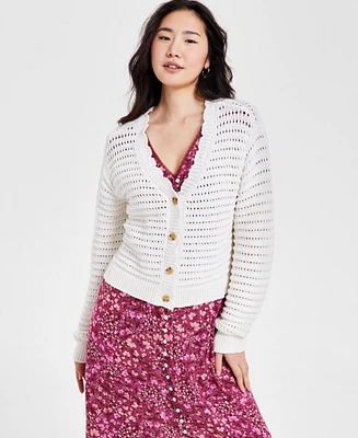 Lucky Brand Women's Scallop Pointelle Cardigan