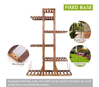 Unho 6-Tiered Wood Plant Stand Flower Pot Rack Bonsai Display Bench Patio Shelf Porch
