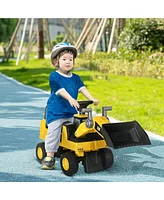 Aosom Cat Licensed Ride-on Excavator for Kids with Manual Shovel, Yellow