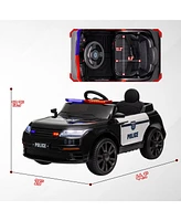 Qaba 12V Kids Ride on Police Car w/ Remote Control, Black