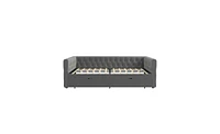 Slickblue Velvet Upholstered Daybed with Trundle - Tufted Full Sofa Bed for Bedroom or Guest Room